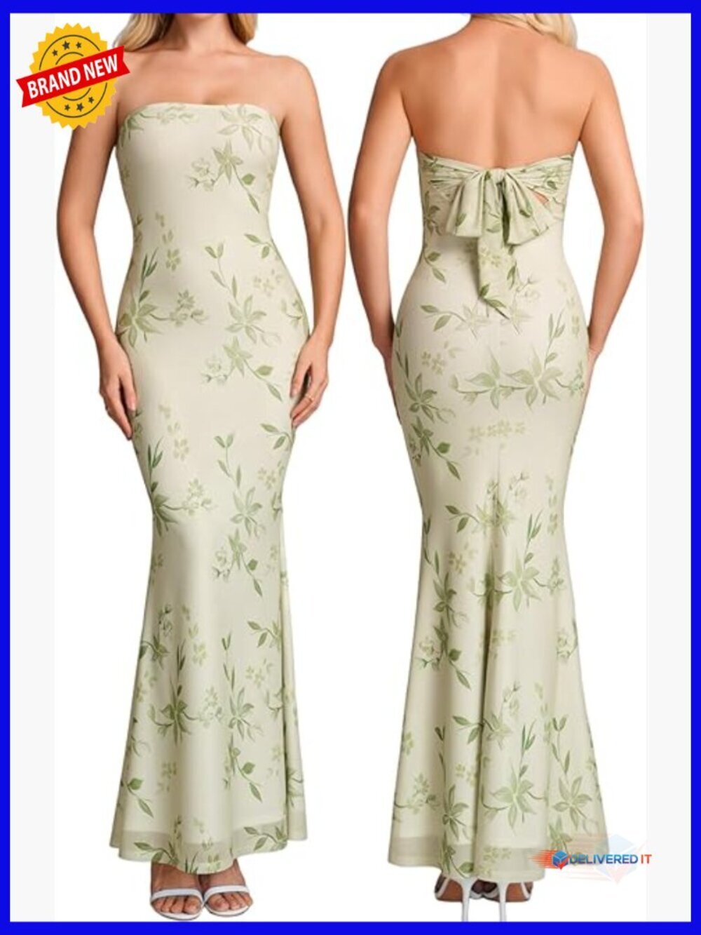 Strapless Maxi Dress Bodycon Formal Mesh Wedding Guest Cocktail Party